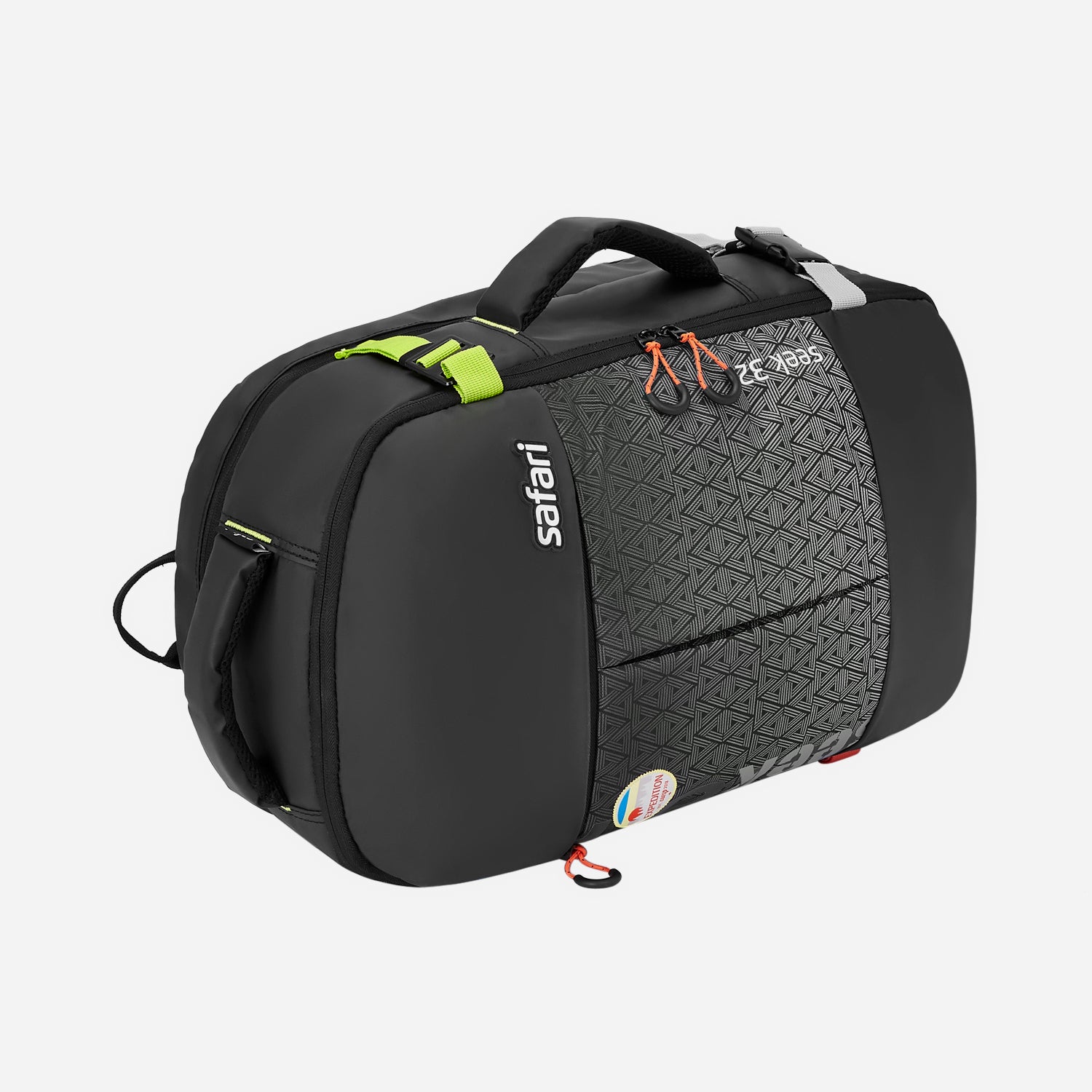 Safari Seek 32L Black Backpack Suitcase with Two Way Handle, Luggage Style Packing and Compression Straps