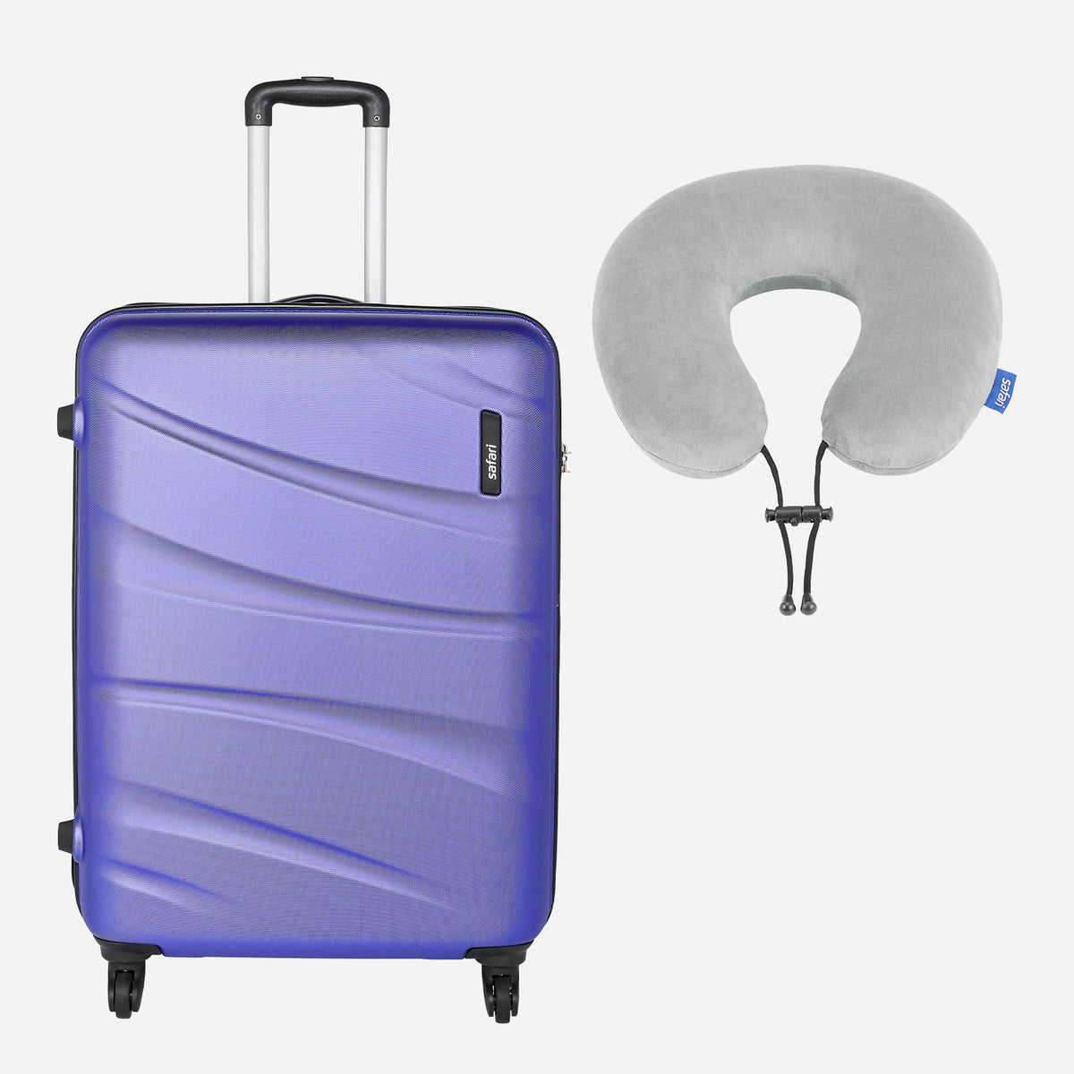 Safari Flo Secure Purple Trolley Bag and Neck Pillow Combo