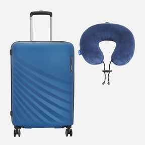 Safari Polaris Trolley Bag and Neck Pillow Blue Combo