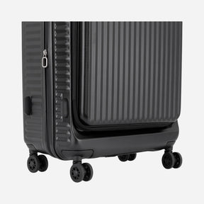 Safari Select Recoil Black Medium Front opening Trolley Bag with Expander, TSA Lock, Dual wheels and Anti-Theft Zipper