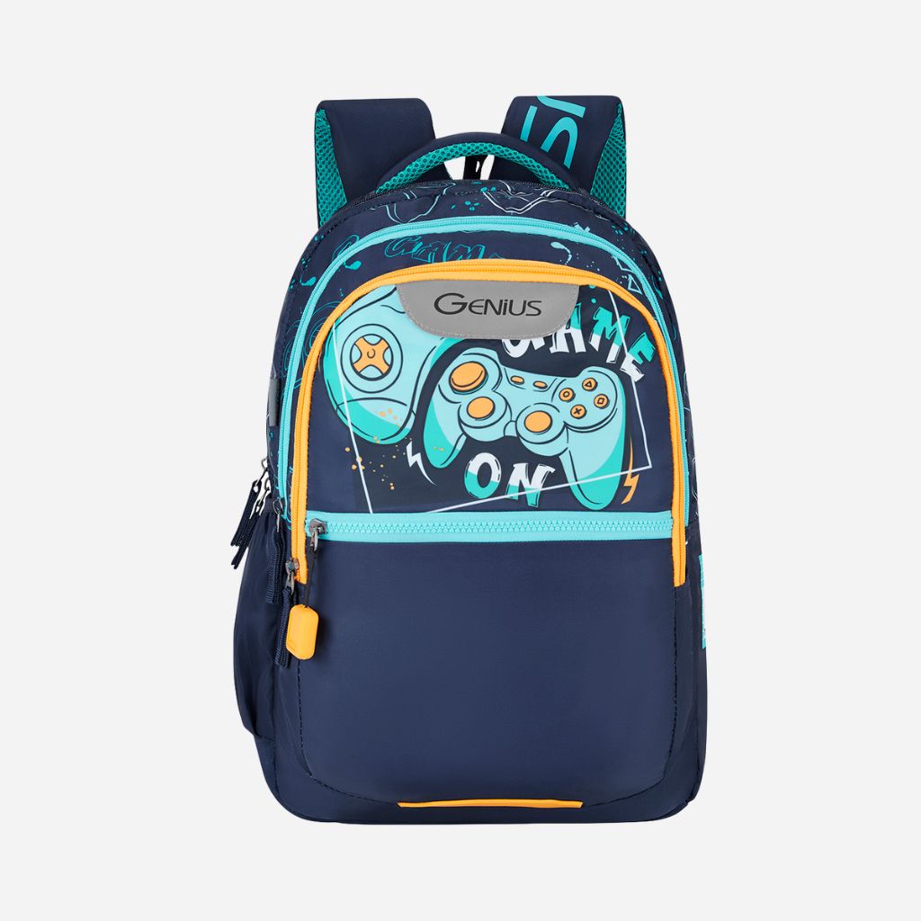 Genius by Safari Maverick 27L Blue School Backpack with Name Tag