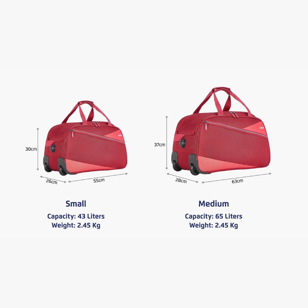 Safari Red Buzz Rolling Duffle Bag With Wheels