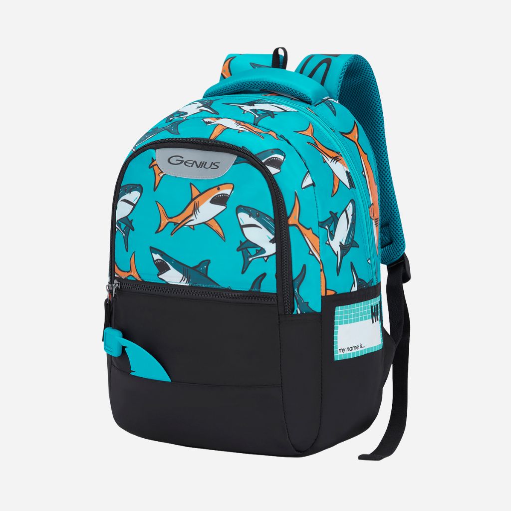 Genius by Safari Splash 23L Black School Backpack with Name Tag