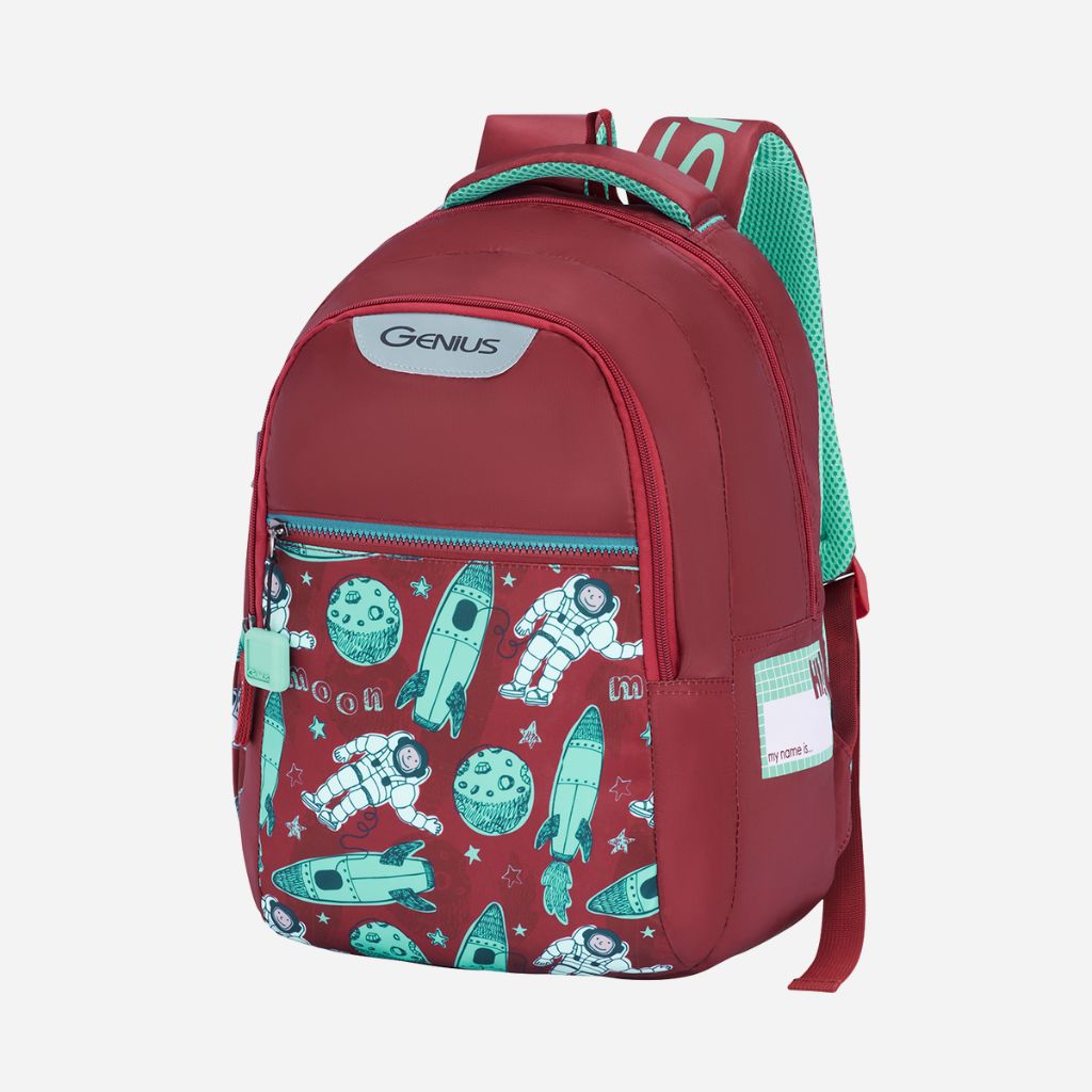 Genius by Safari Astro 23L Red School Backpack with Name Tag