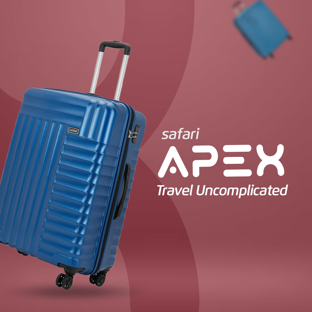 Apex Hard Luggage Combo with Dual Wheels and USB Port(Small and Medium) - Electric Blue