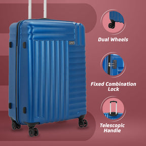 Apex Hard Luggage with Dual Wheels and USB Port - Electric Blue