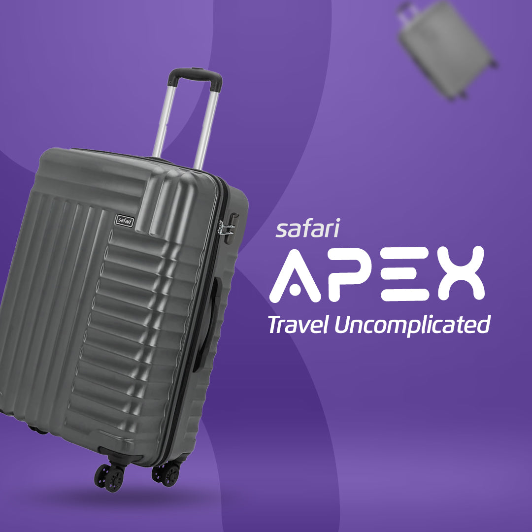 Apex Hard Luggage Combo with Dual Wheels and USB Port (Small and Medium) - Gun Metal