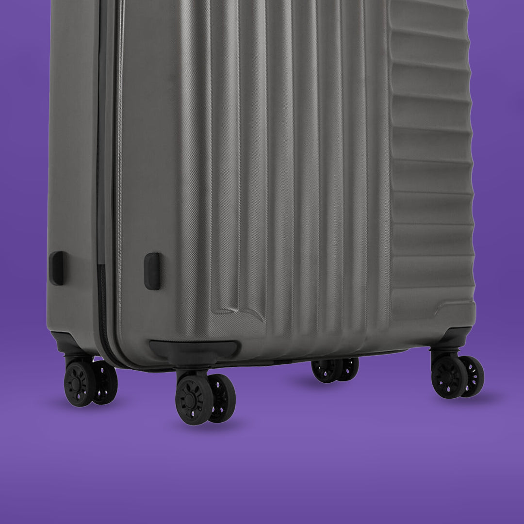 Apex Hard Luggage Combo with Dual Wheels and USB Port (Small, Medium and Large) - Gun Metal