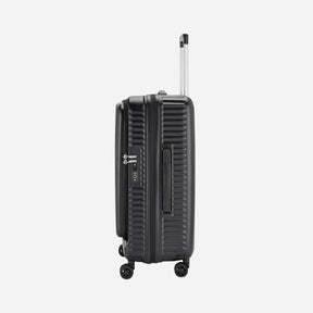 Safari Select Recoil Black Large Front opening Trolley Bag with Expander, TSA Lock, Dual wheels and Anti-Theft Zipper