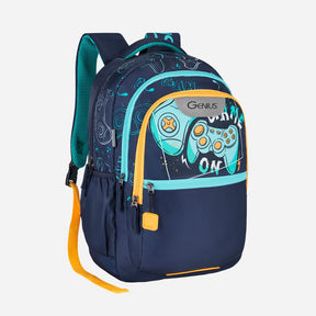 Genius by Safari Maverick 27L Blue School Backpack with Name Tag
