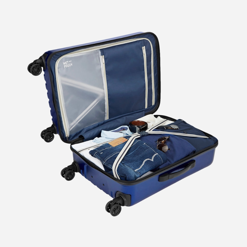 Safari Whirl 4W Midnight Blue Trolley Bag with Dual Wheels