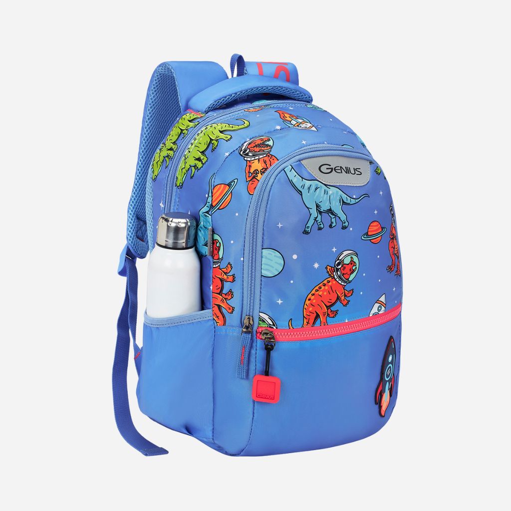 Genius by Safari Cosmo 23L Blue School Backpack with Name Tag
