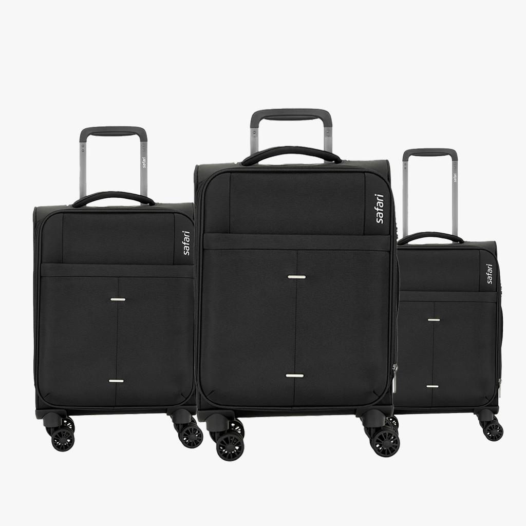 Safari Airpro Set of 3 Black Trolley Bags with 360° Wheels