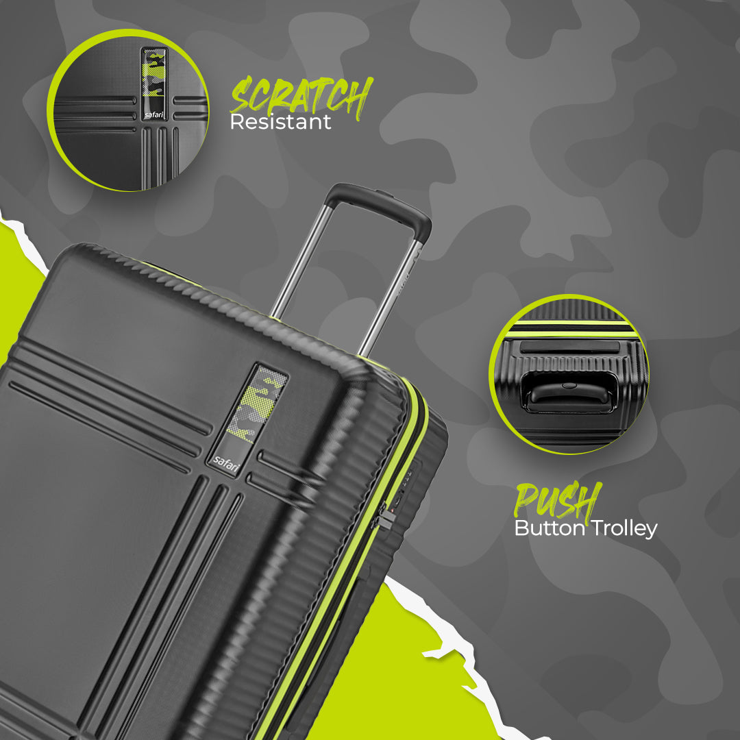 Zany Hard Luggage with TSA lock and Dual Wheels Combo (Small, Medium and Large) - Black