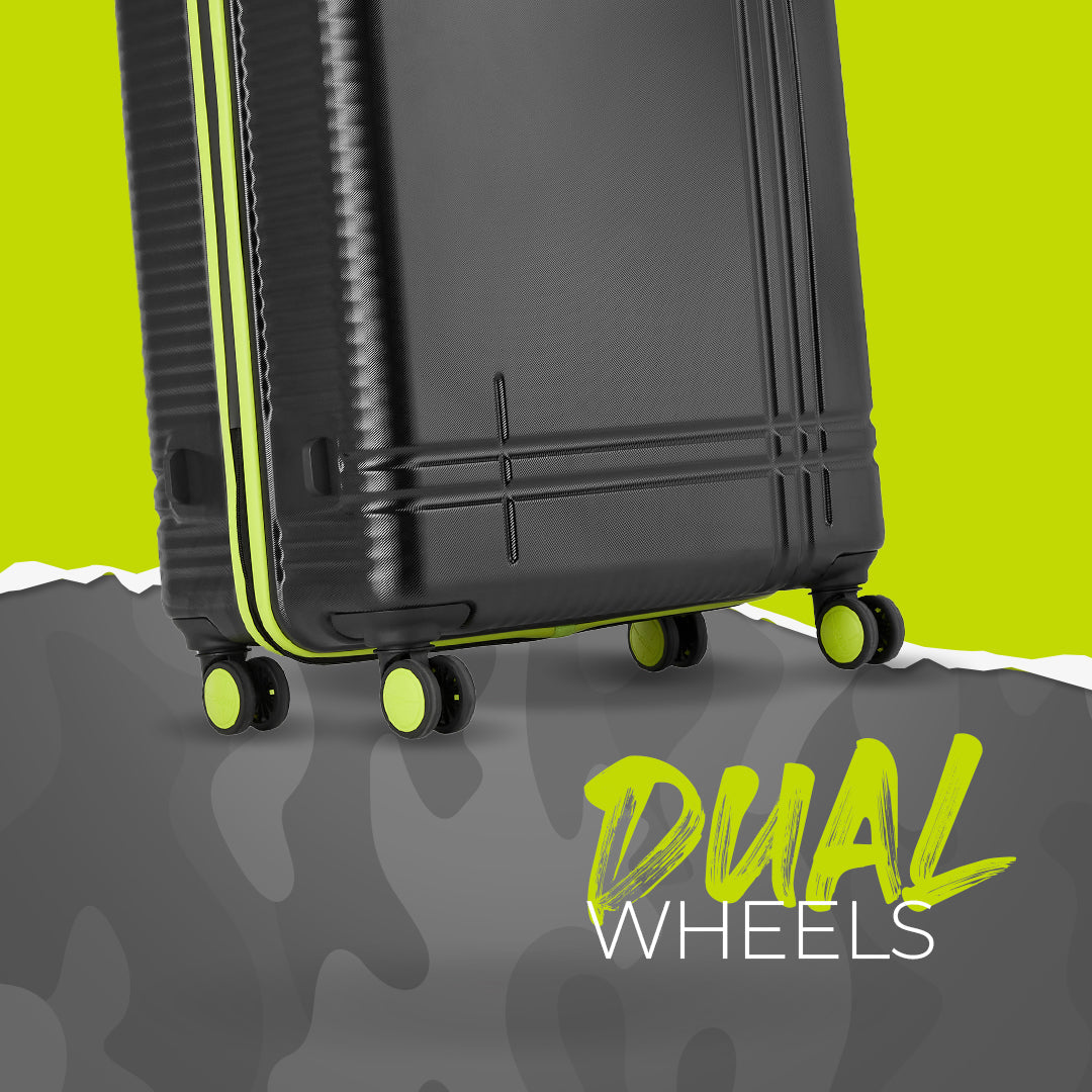 Zany Hard Luggage with TSA lock and Dual Wheels Combo (Small and Medium) - Black