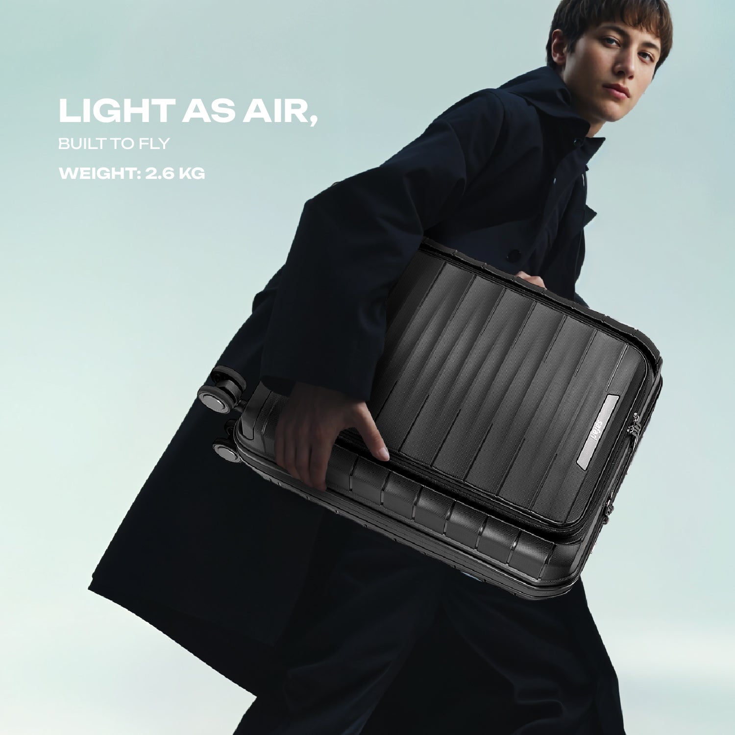 Safari Select Aerolite Black Cabin Trolley Bag with Laptop Compartment, TSA Lock, Dual wheels and Anti-Theft Zipper