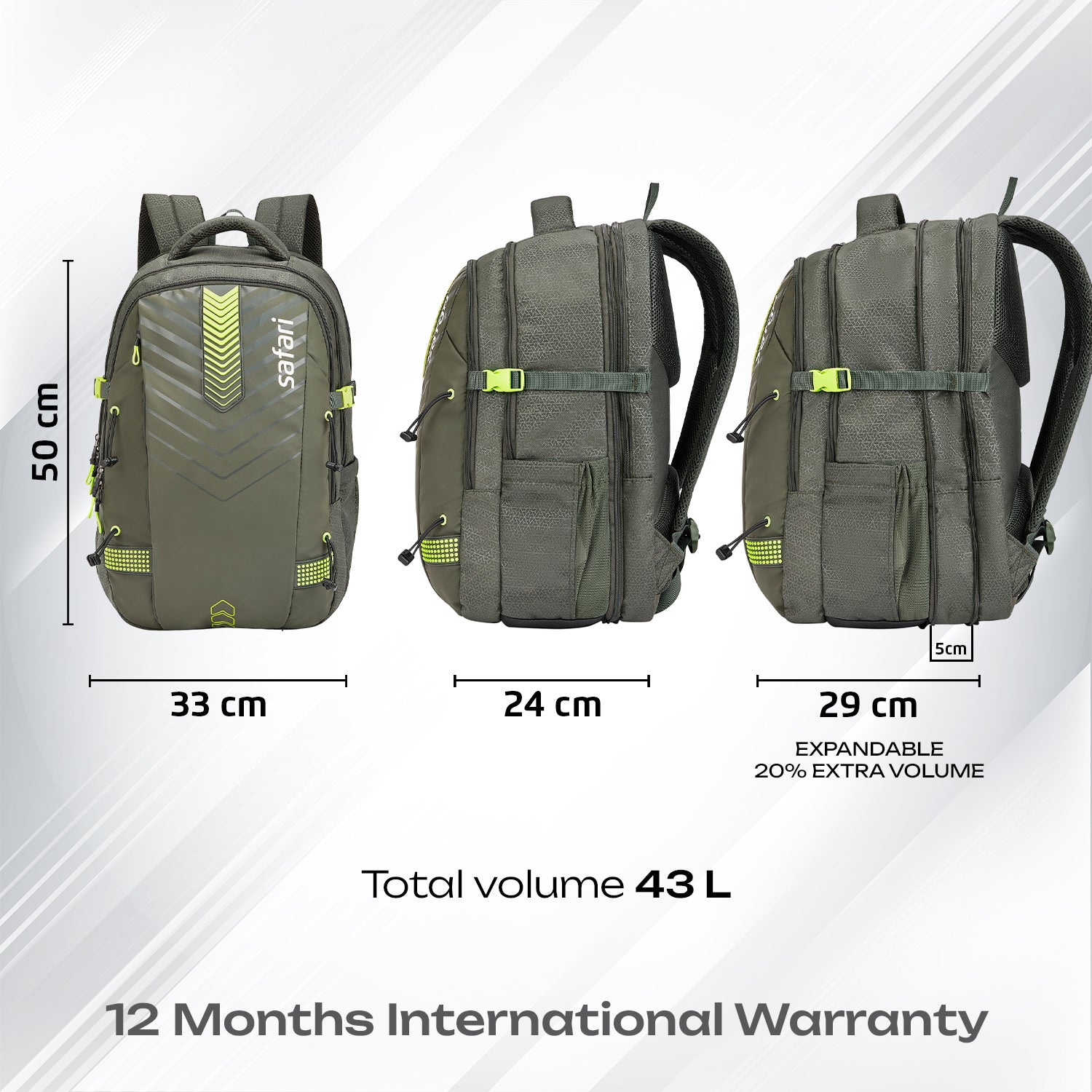 Safari Expand 43L Olive Rucksacks & Trekking Backpack
