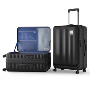 Safari Select Recoil Black Medium Front opening Trolley Bag with Expander, TSA Lock, Dual wheels and Anti-Theft Zipper
