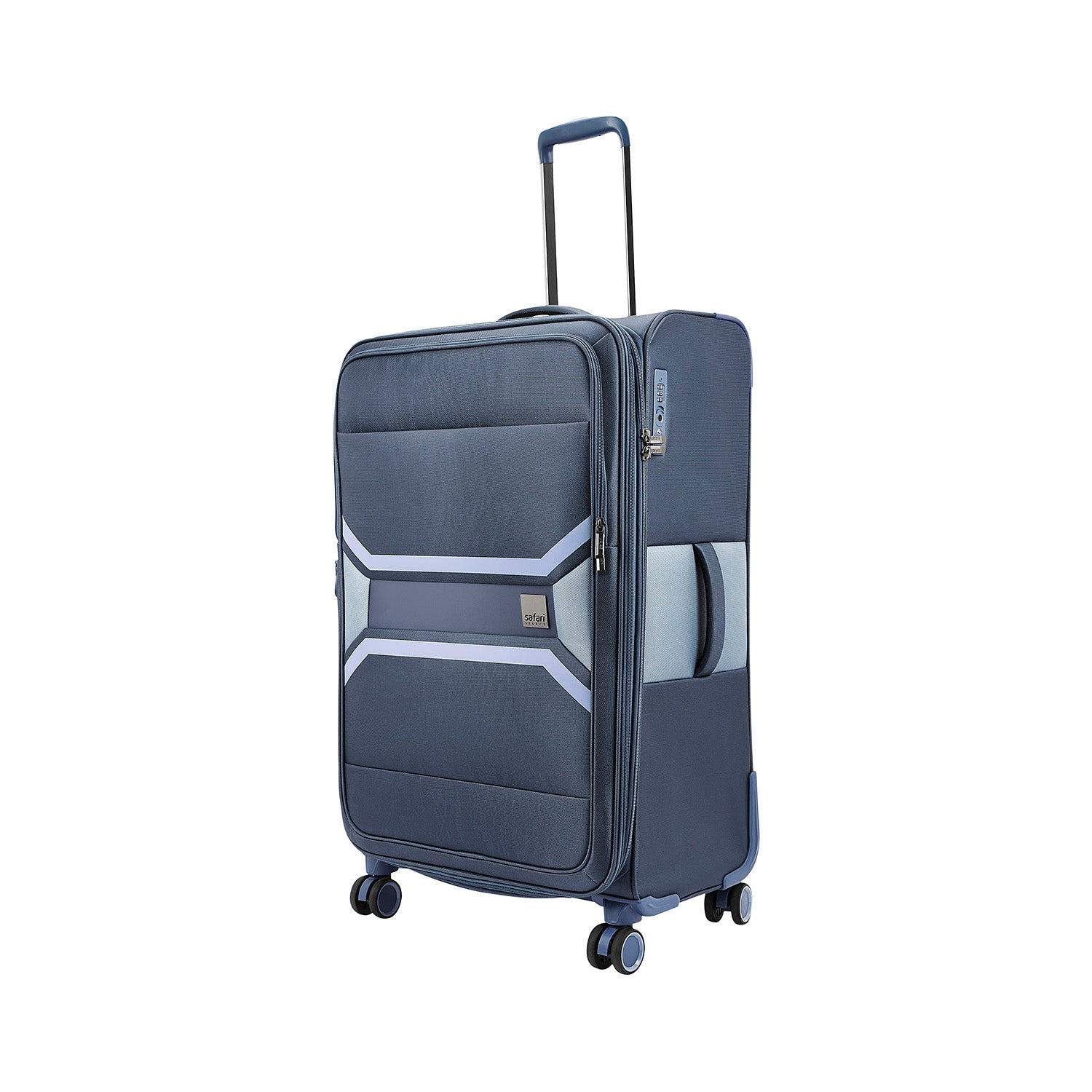 Safari Select Panorama Trolley Bag with Dual Wheels, TSA Lock and Anti-Theft Zipper (Cosmic Blue)