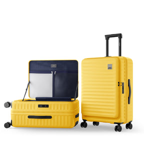 Safari Select Froniq Yellow Front opening Trolley Bag with TSA Lock, Dual wheels and Anti-Theft Zipper