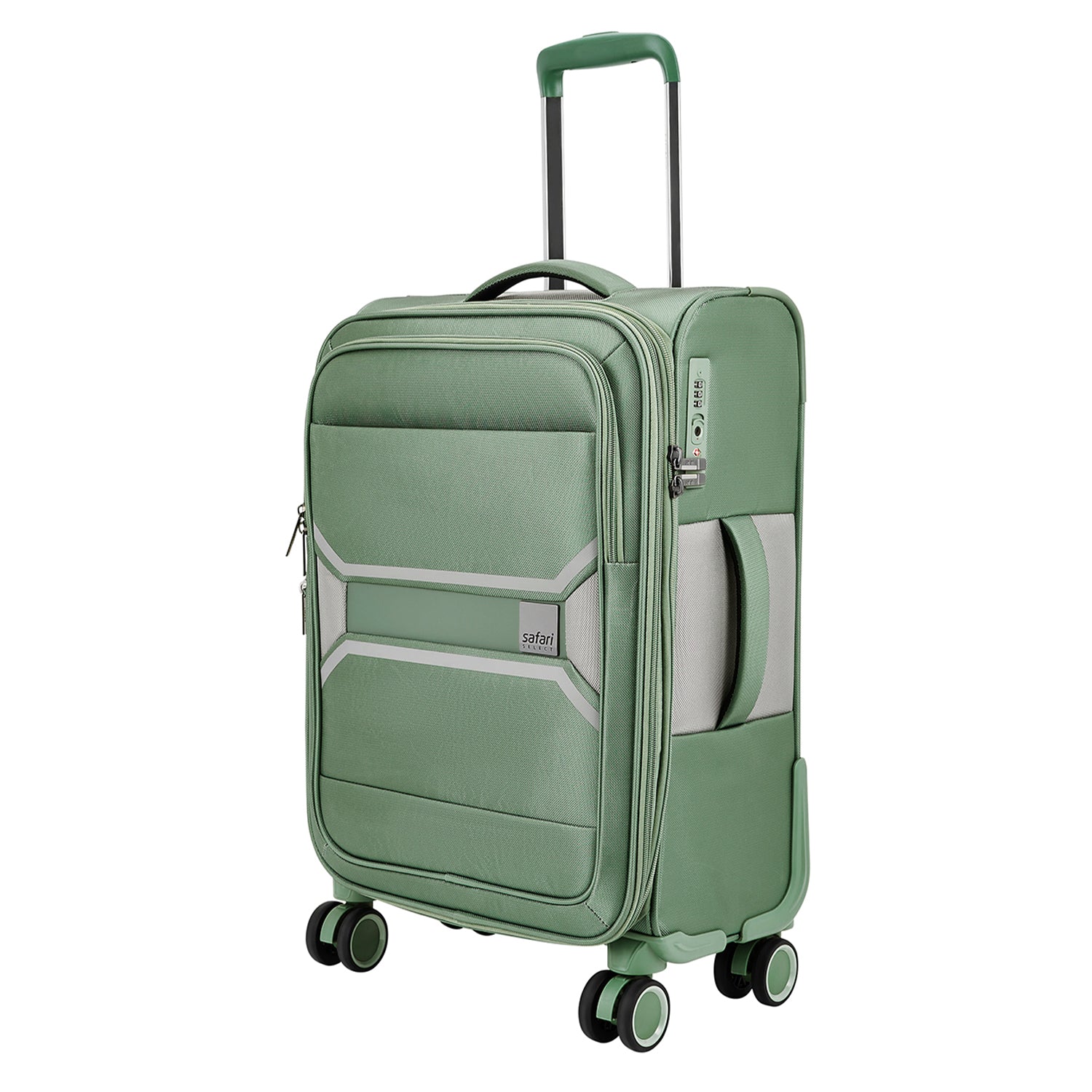Safari Select Panorama Trolley Bag with Dual Wheels, TSA Lock and Anti-Theft Zipper (Urban Green)