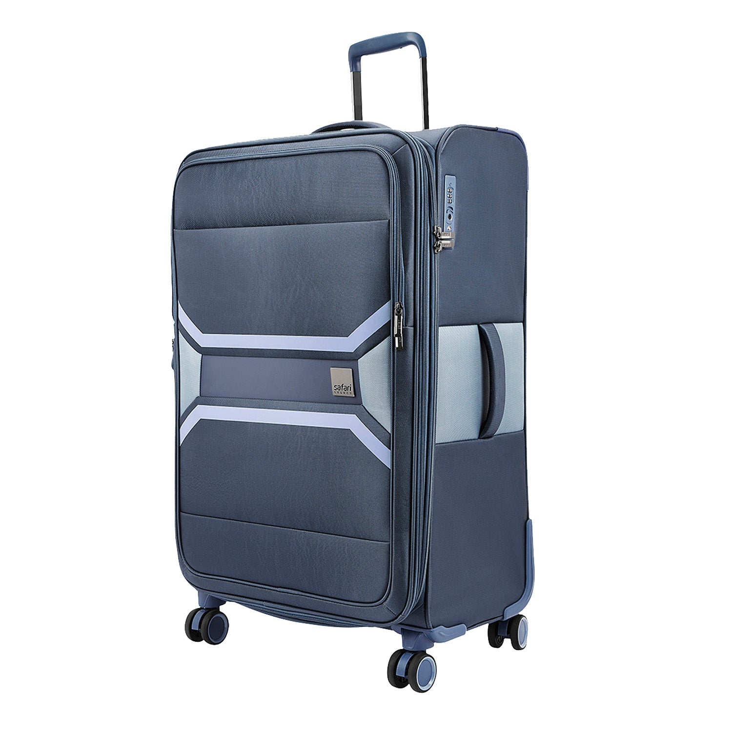 Safari Select Panorama Trolley Bag with Dual Wheels, TSA Lock and Anti-Theft Zipper (Cosmic Blue)