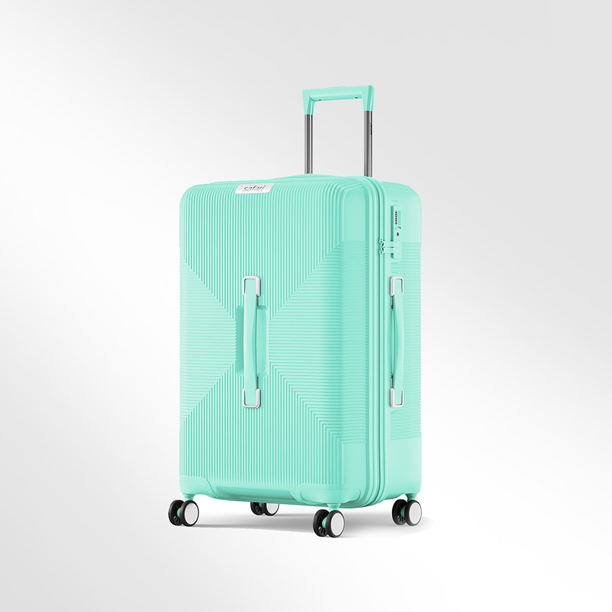 Safari Trunk Trolley Bag with Front Handle, TSA lock and Anti-Theft Zipper  Cyan