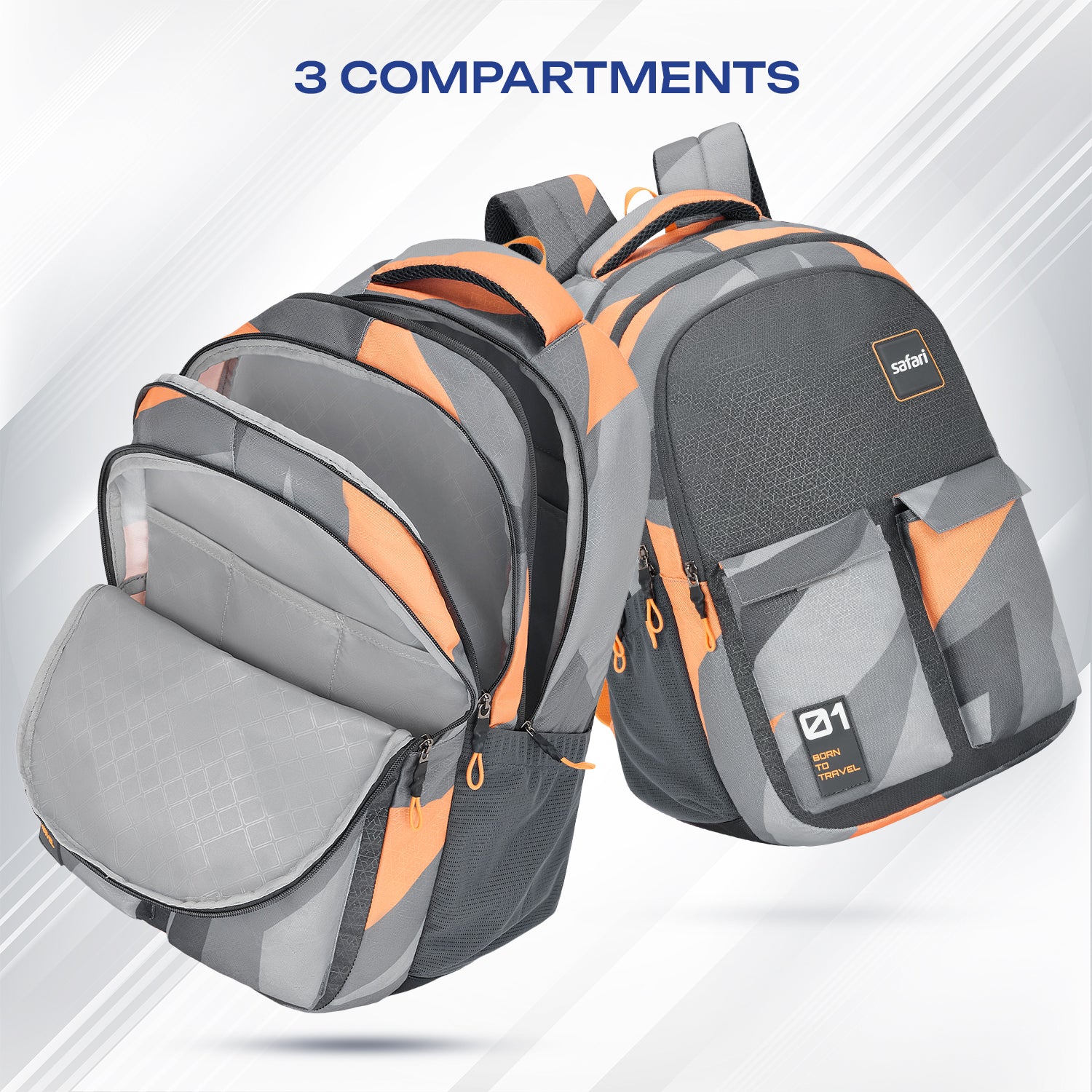Safari Bonus 37L Grey School Backpack