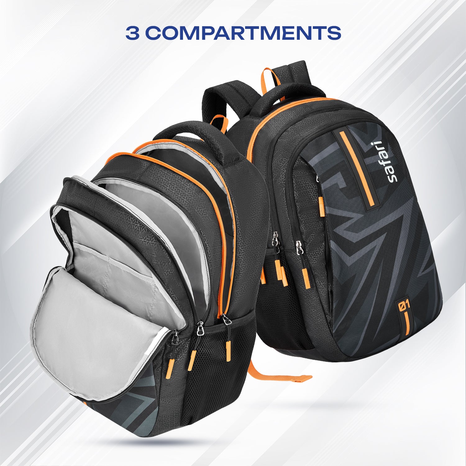 Safari Triplex 37L Black School Backpack