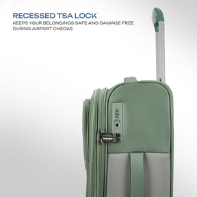 Safari Select Panorama Trolley Bag with Dual Wheels, TSA Lock and Anti-Theft Zipper (Urban Green)