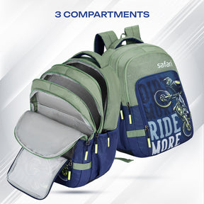 Safari Triplex 5 37L Sage Green School Backpack