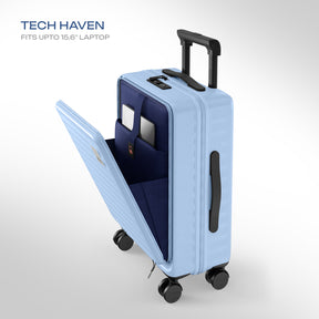 Safari Select Froniq Frost Grey Front opening Trolley Bag with TSA Lock, Dual wheels and Anti-Theft Zipper