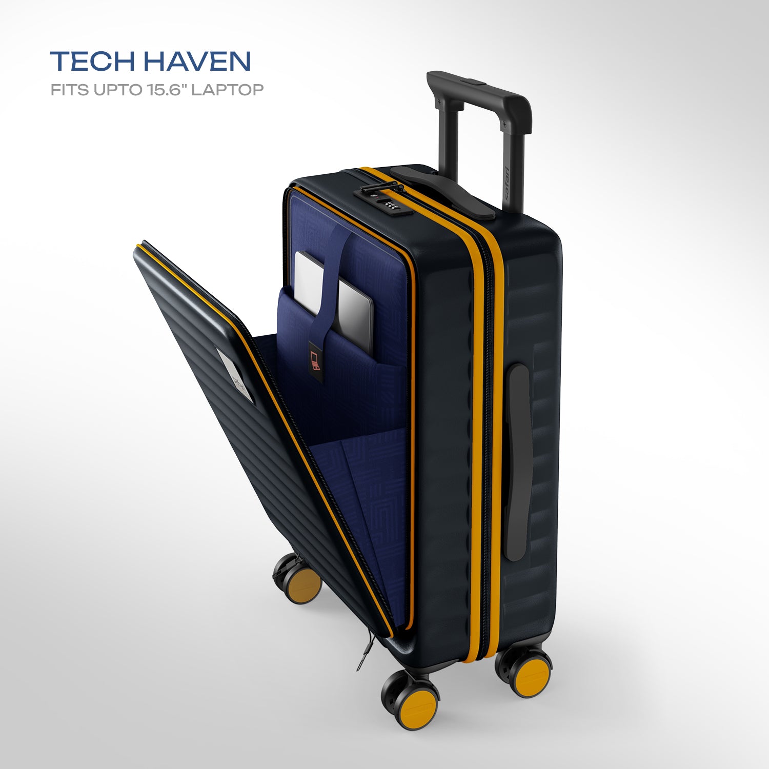 Safari Select Froniq Carbon Front opening Trolley Bag with TSA Lock, Dual wheels and Anti-Theft Zipper