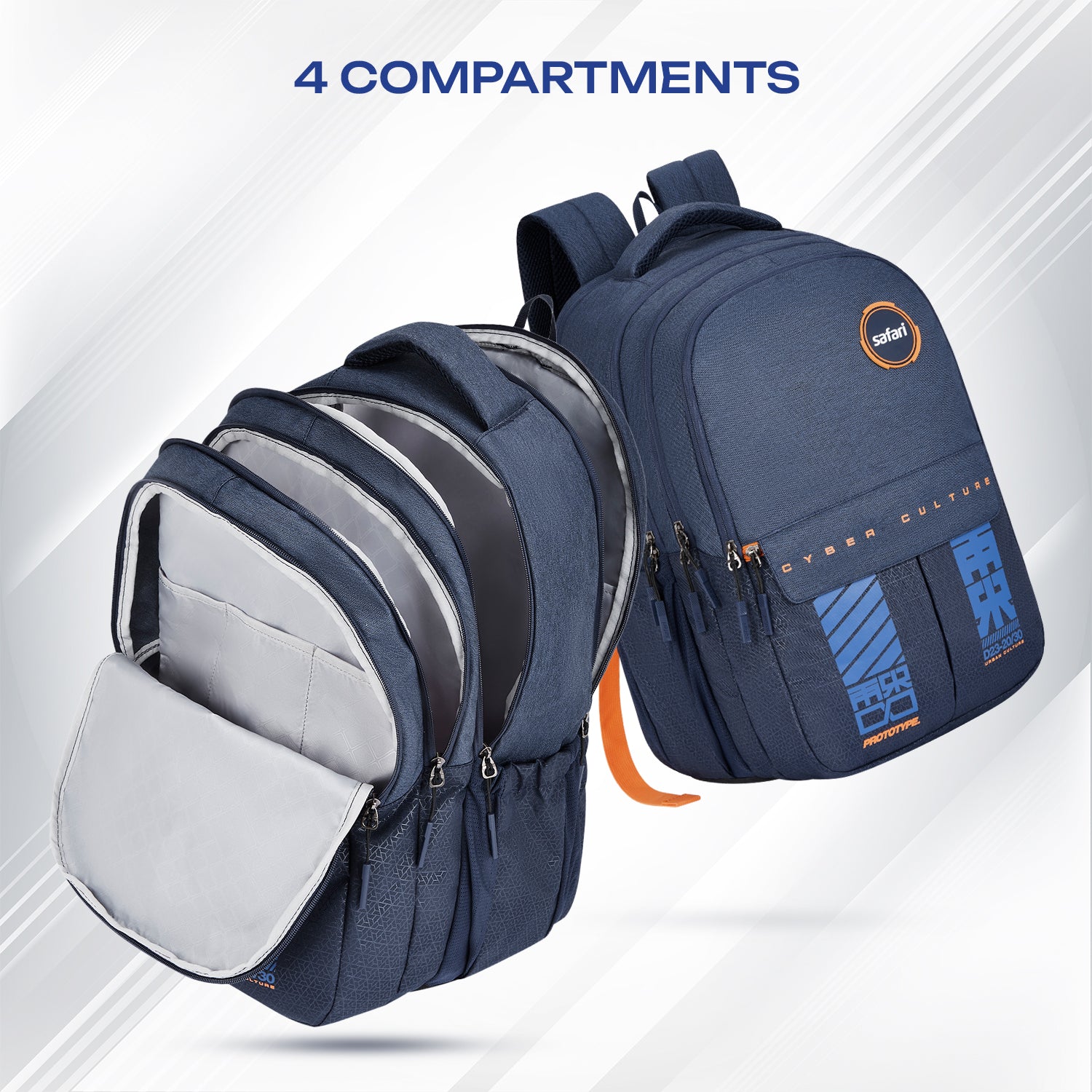 Safari Quadro 43L Blue School Backpack