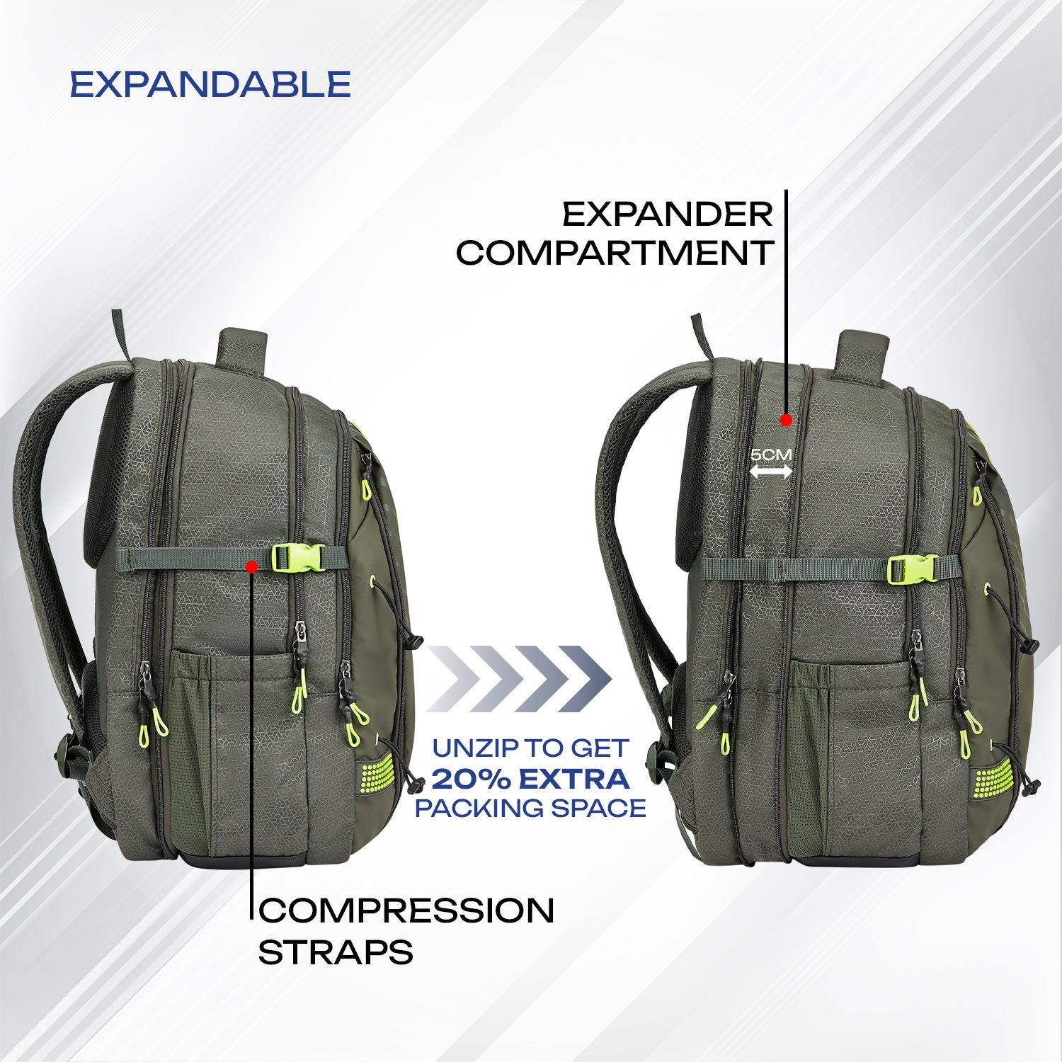 Safari Expand 43L Olive Rucksacks & Trekking Backpack