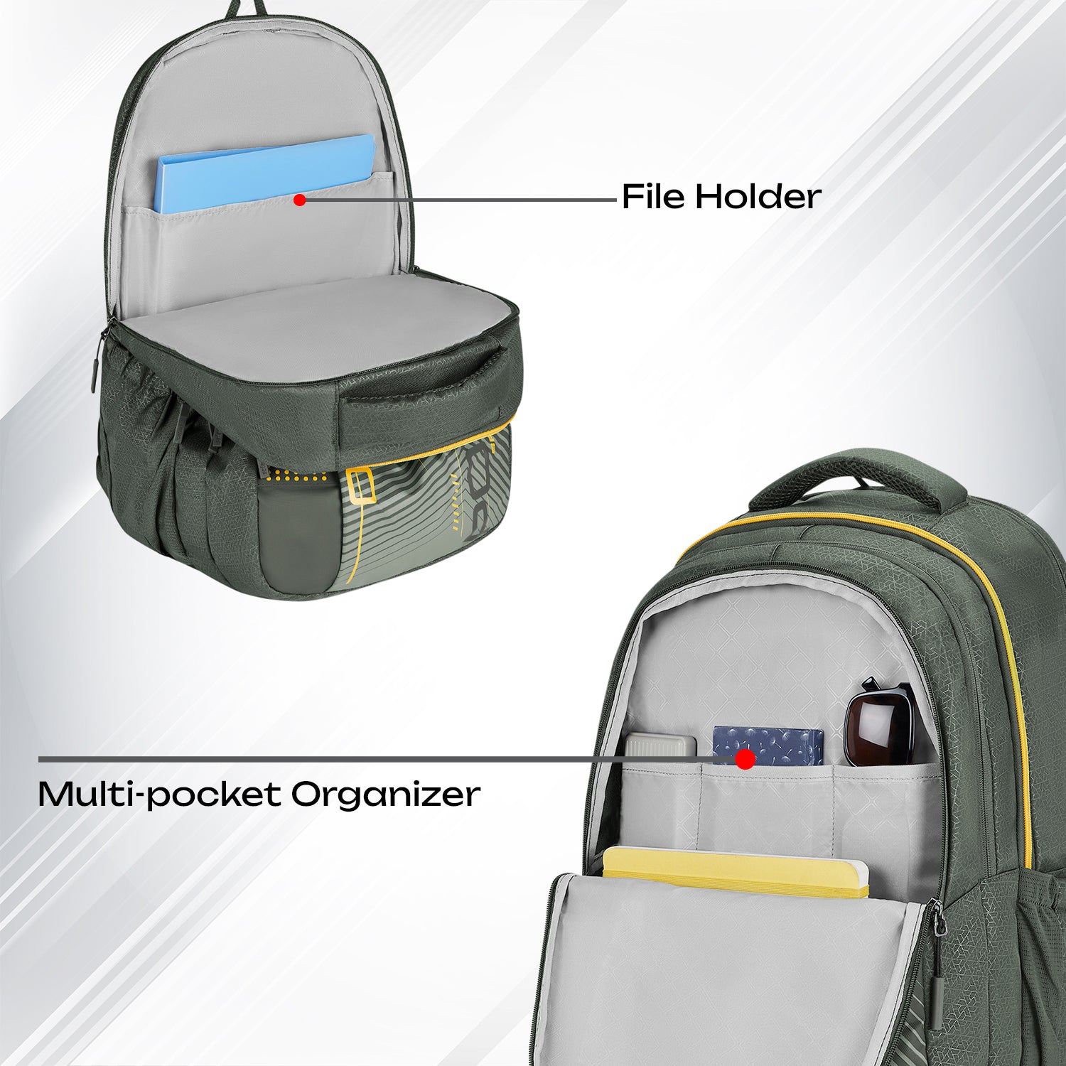 Safari Quadro 6 43L Olive School Backpack