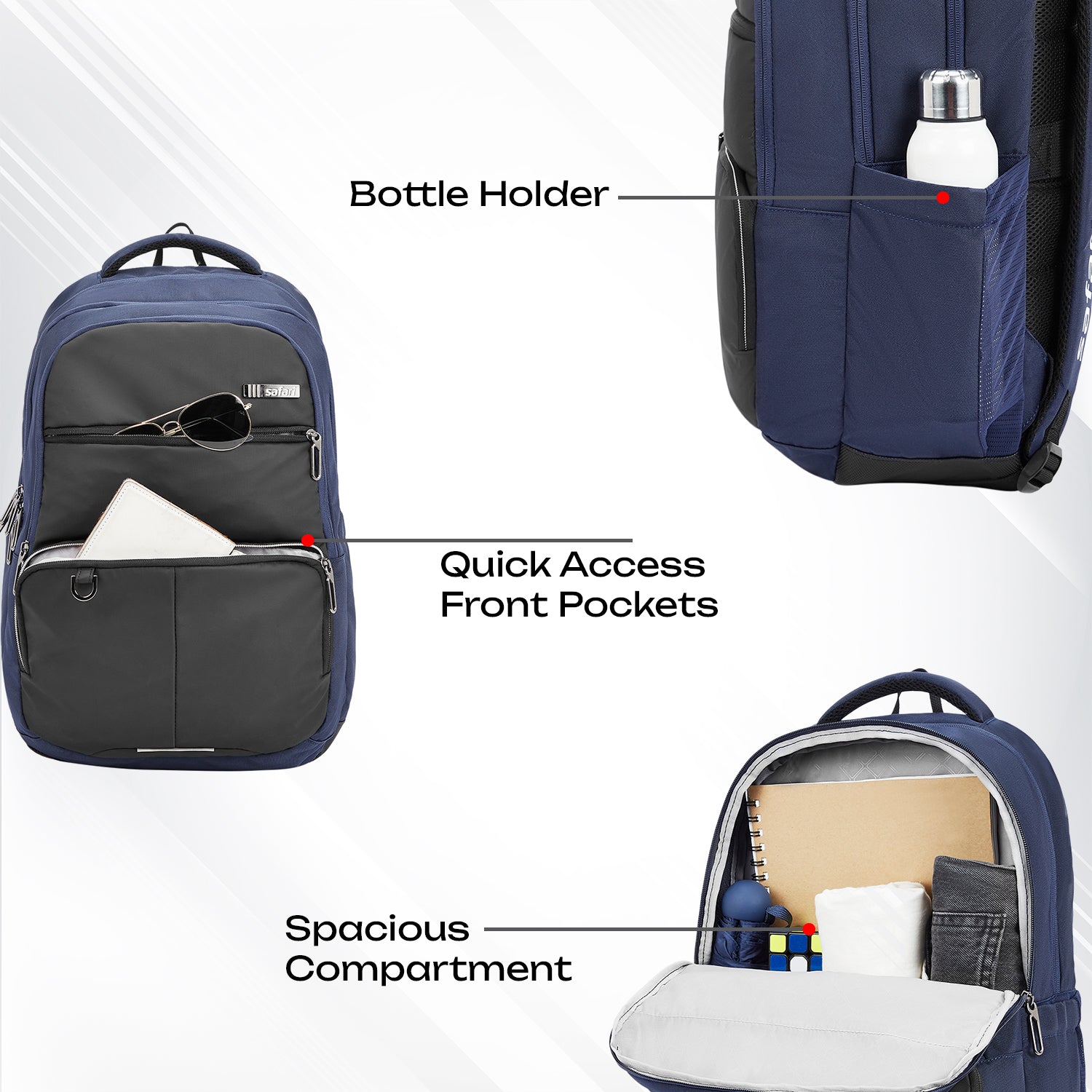Safari Zen 34L Navy Blue Laptop Backpack