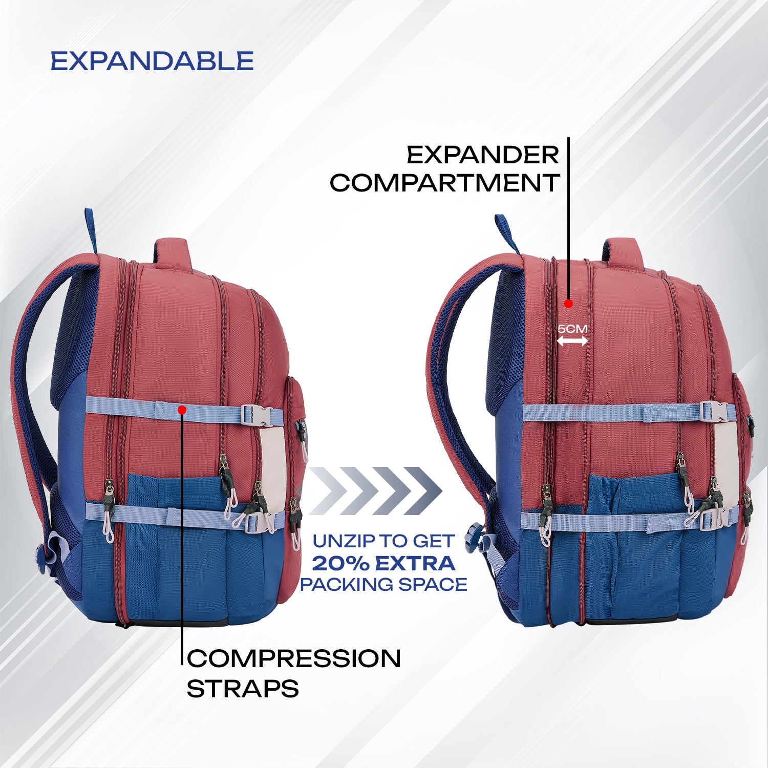 Safari Expand 43L Red Laptop Backpack