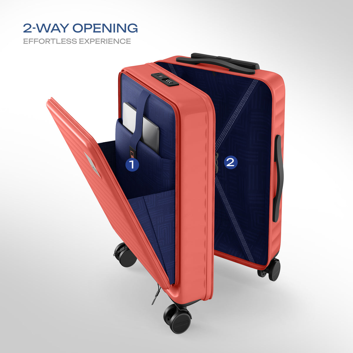 Safari Select Froniq Coral Front opening Trolley Bag with TSA Lock, Dual wheels and Anti-Theft Zipper