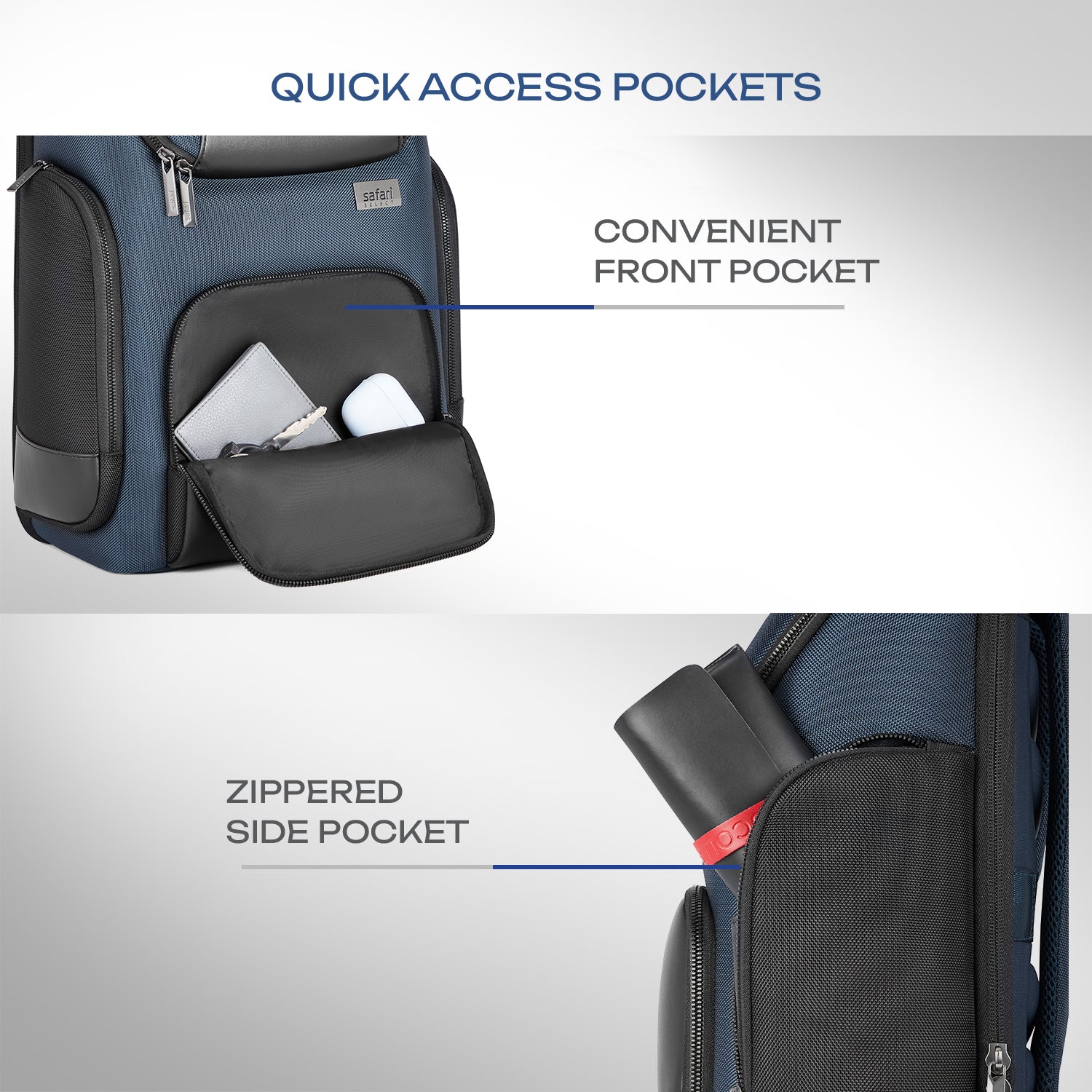 Safari Lexon 24L Blue Formal Backpack with Laptop Sleeve