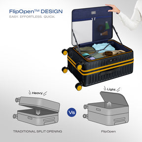 Safari Select Froniq Carbon Front opening Trolley Bag with TSA Lock, Dual wheels and Anti-Theft Zipper