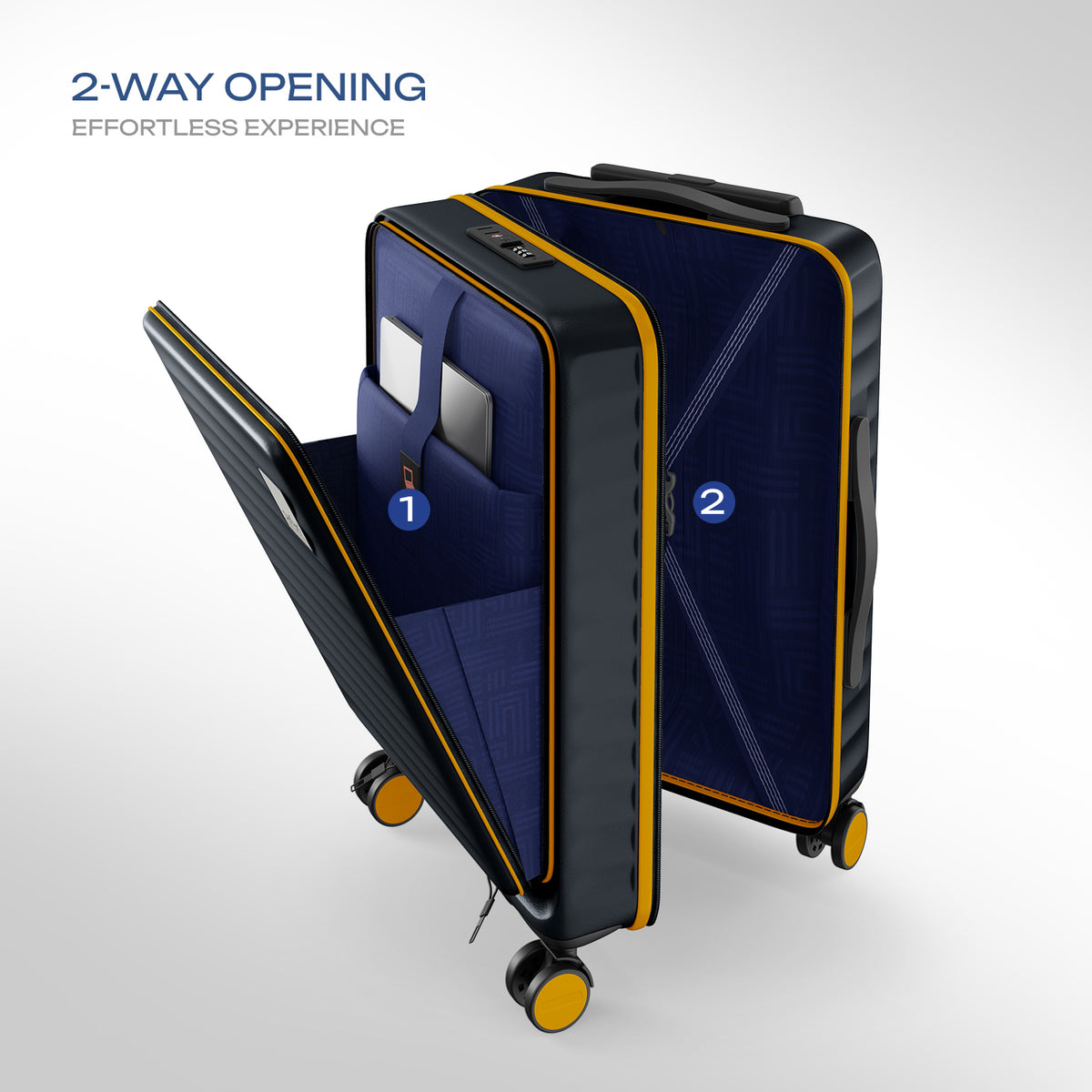 Safari Select Froniq Carbon Front opening Trolley Bag with TSA Lock, Dual wheels and Anti-Theft Zipper