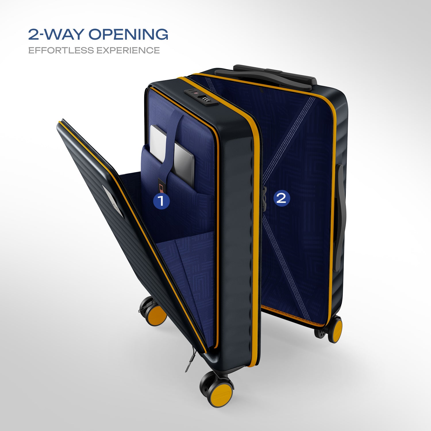Safari Select Froniq Carbon Front opening Trolley Bag with TSA Lock, Dual wheels and Anti-Theft Zipper