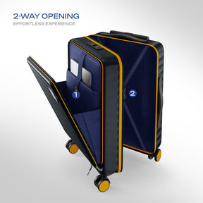 Safari Select Froniq Carbon Front opening Trolley Bag with TSA Lock, Dual wheels and Anti-Theft Zipper