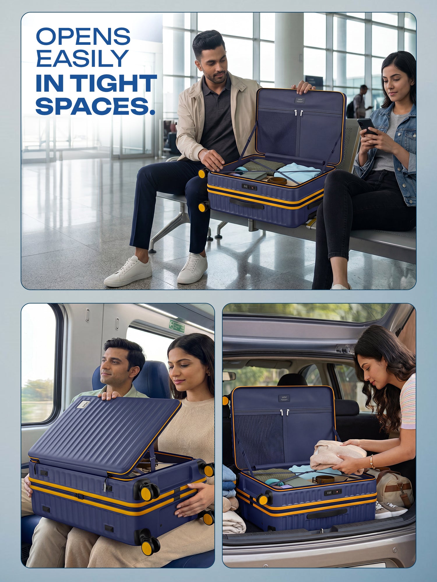 Safari Select Froniq Trolley Bag - Navy Blue