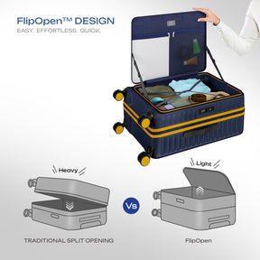 Safari Select Froniq Navy Blue Front opening Trolley Bag with TSA Lock, Dual wheels and Anti-Theft Zipper