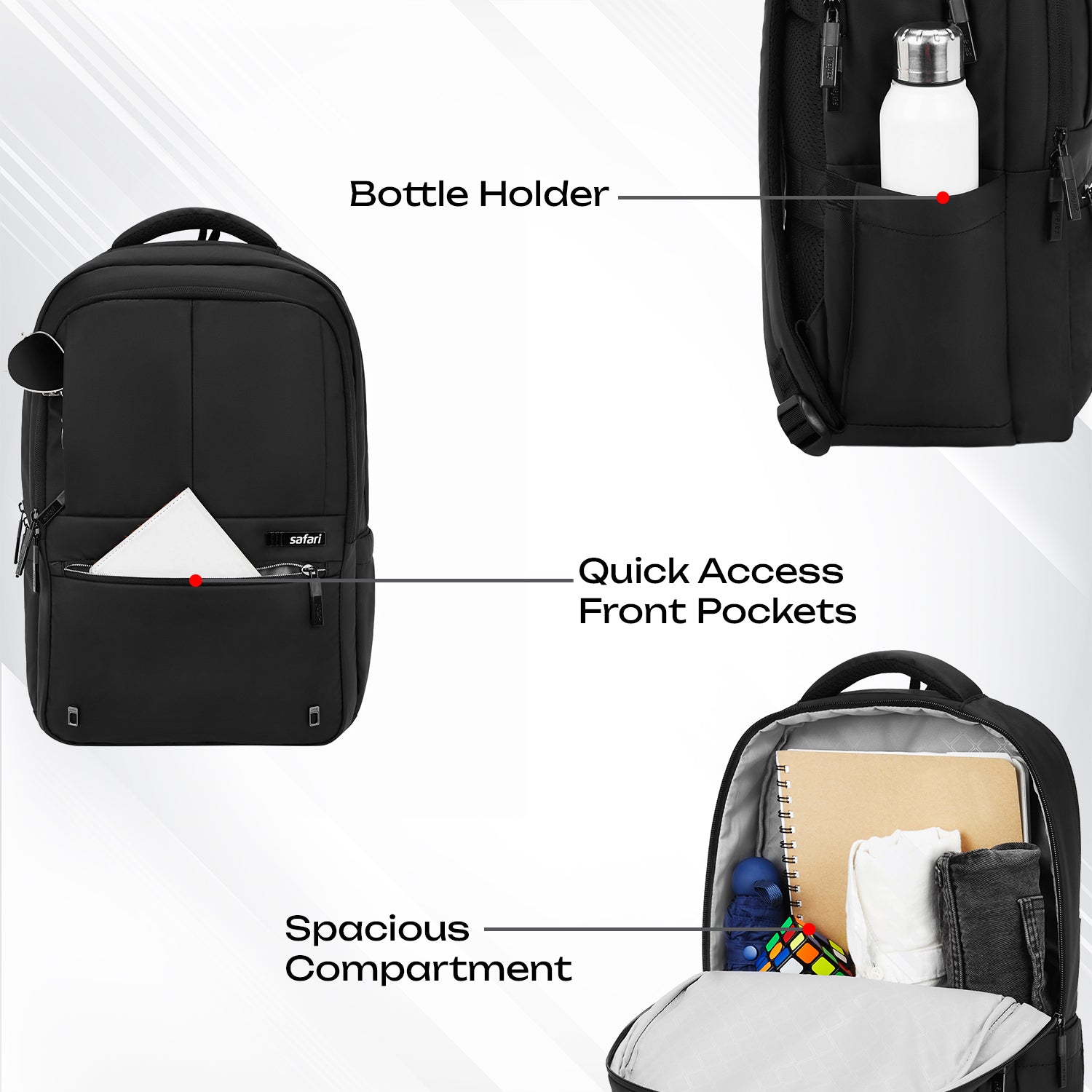 Safari Smart 30L Black Laptop Backpack