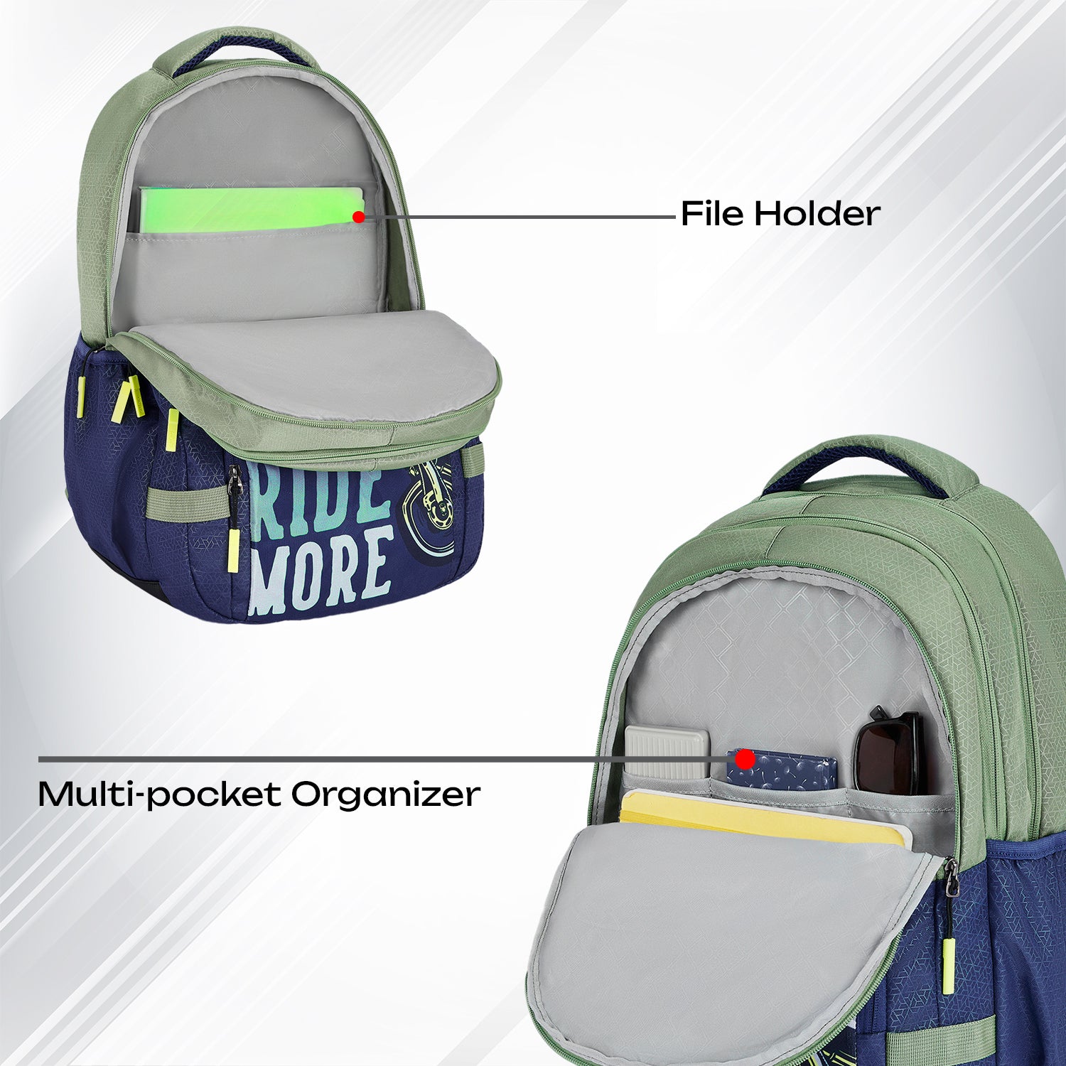 Safari Triplex 5 37L Sage Green School Backpack