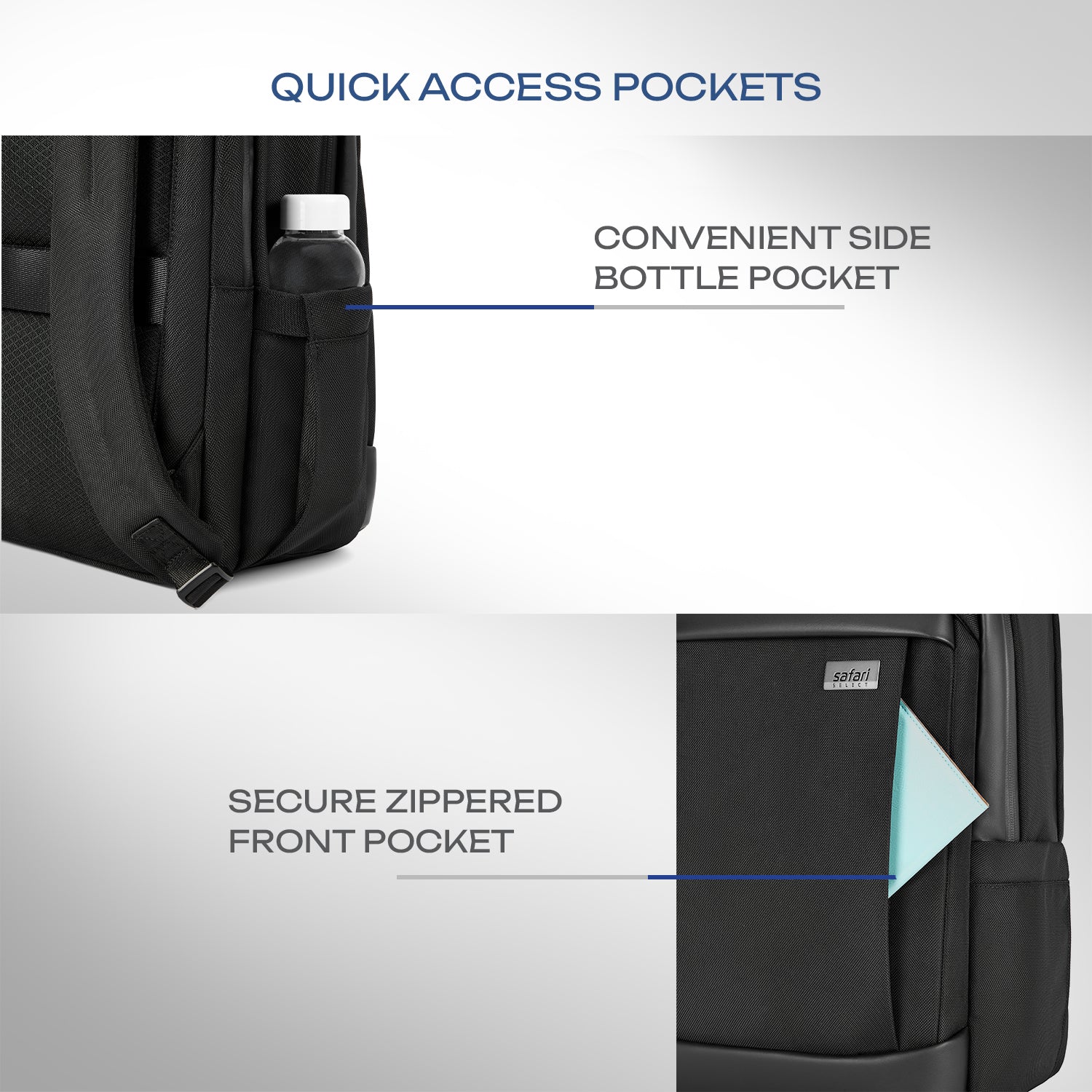 Safari Nexus 19L Black Formal Backpack with Laptop Sleeve