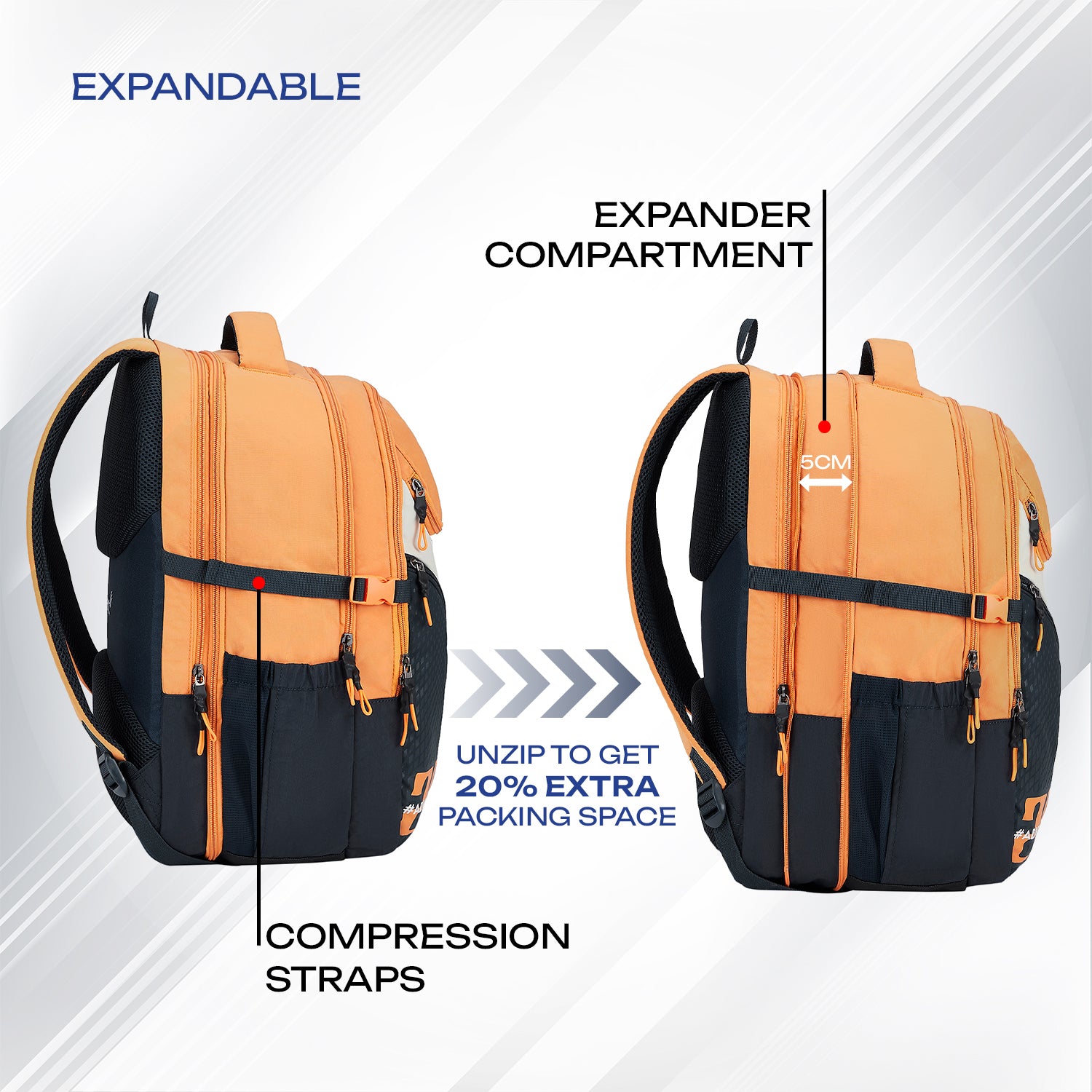 Safari Expand 43L Orange Laptop Backpack